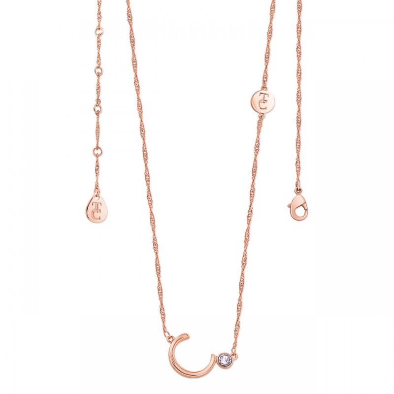 Tipperary Crystal Letter 'C' Pendant Rose Gold